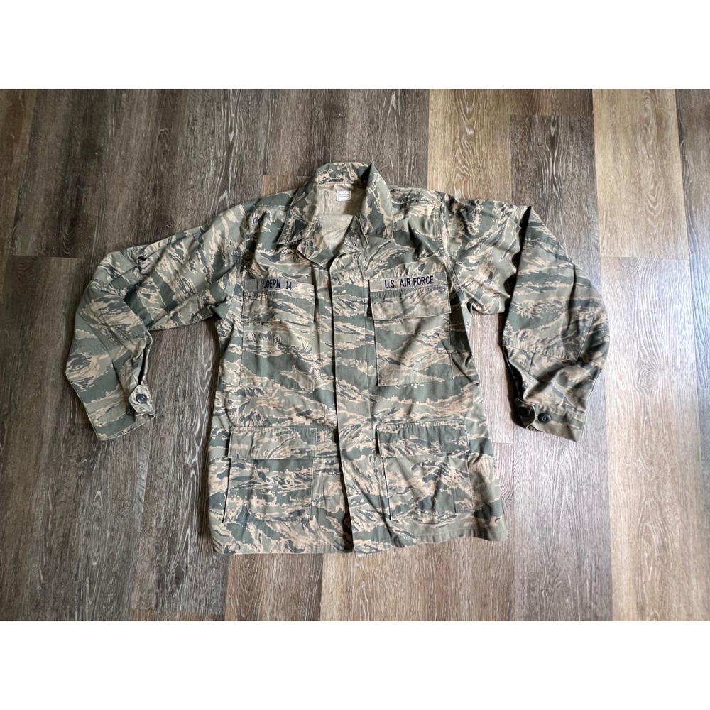 US Air Force Military Camo Jacket Mens 38 Regular Green Tiger Stripe ABU Coat